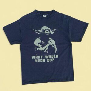 Vintage 90s What Would Yoda Do? Black Graphic Star Wars Movie Collector T-Shirt